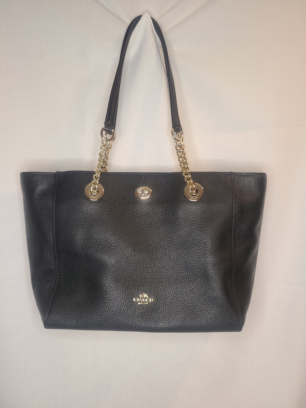 Black Coach Turnlock Chain Tote 27
